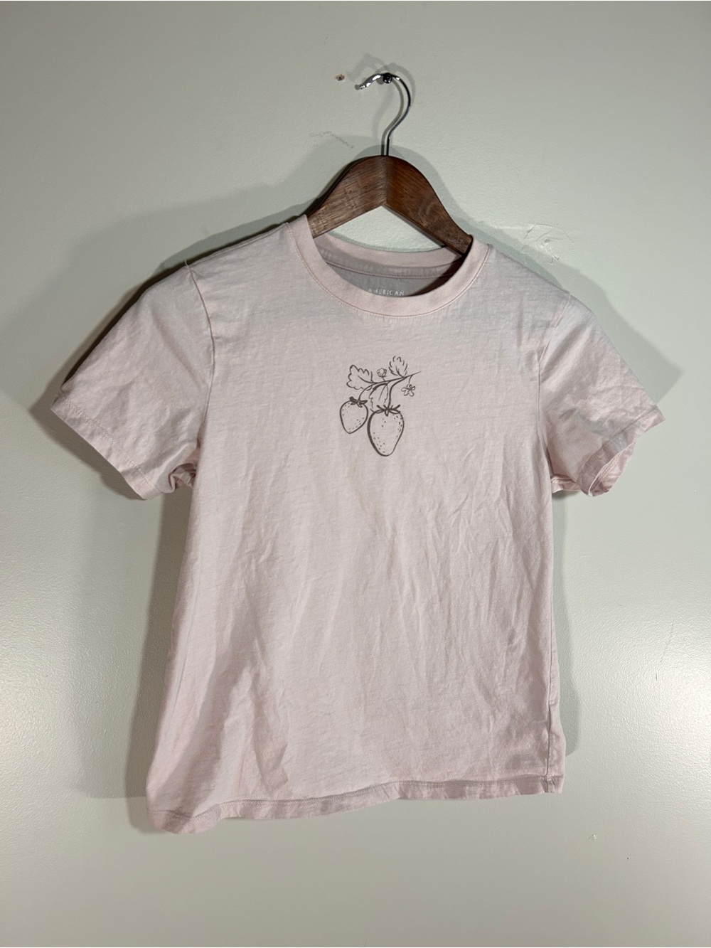 American Eagle Outfitters Light Pink Strawberry Graphic Tee - Relaxed fit